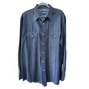 Wrangler Cowboy Cut Western Work Pearl Snap Shirt Size 2XT Tall